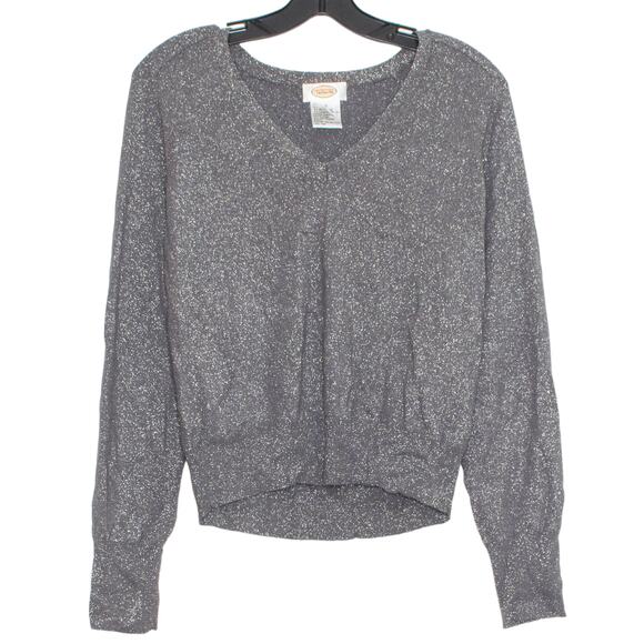 Talbots Vintage Sweater Y2K Coquette Coastal Preppy Academia Metallic Gray Large - Picture 1 of 5